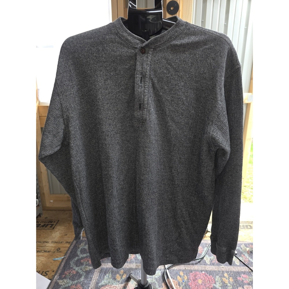 VTG Club Room Sweater Mens M‎ Beige 100% Cotton Henley Collar Button Fisherman